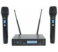 Rockville RWM-200 H2 Dual Handheld UHF Microphone System, 200 Channels, On-Mic 3-Band EQ & Echo, up to 500ft Range, XLR Outputs, Cardioid Mics, Full Metal Build, Ideal for Events, DJ, Karaoke