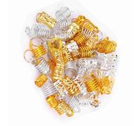 RockVOQRN Hair Braid Rings Dreadlock Three Ply Clips Loops Decoration Charming Elegant Hairstyle Gold Silver 90pcs Women Girls Parties Weddings