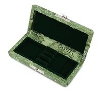 RockVOQRN Wooden High Quality Silk Cloth Cover Reed Case Holder Storage Box for 3pcs Oboe Reeds Green