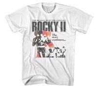 Rocky 2 Rematch of The Century Men's T-Shirt Boxing Poster Boxing Match Tee WhiteMedium