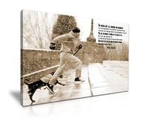 Rocky Balboa & Dog Sepia Colour Sylvester Stallone Picture Print Stretched Canvas Wall Art 76x50cm