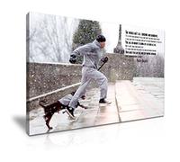 Rocky Balboa & Dog Sylvester Stallone Picture Print Stretched Canvas Wall Art Best Gift for Life and Winning Inspirational Quote Home Gym Boxing Office Decoration (XL: 91cm x 61cm)