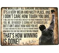 Rocky Balboa Quote Tin Sign Inspirational Poster That's How Winning Is Done Funny Metal Tin Signs for Bathroom Garage Cave Bar Signs Home Sign Wall Decor 12x16 Inch