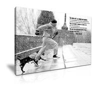 Rocky Balboa Sylvester Stallone & Dog Picture Print Stretched Canvas Wall Art - Gift for Life and Winning Inspirational Quote Home Gym Boxing Office Decoration Black and White (XL: 91cm x 61cm)