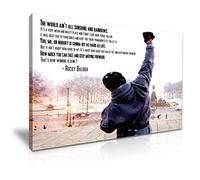 Rocky Balboa Sylvester Stallone Picture Print Stretched Canvas Wall Art - for Life and Winning Inspirational Quote Home Gym Boxing Office Decoration (XL: 91cm X 61cm)