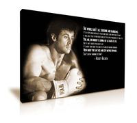 Rocky Balboa Sylvester Stallone Picture Print Stretched Canvas Wall Art - for Life and Winning Inspirational Quote Home Gym Boxing Office Decoration Sepia Colour (M: 60cm x 40cm)