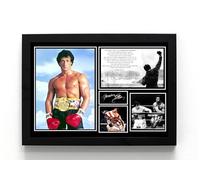 Rocky Balboa - Tribute repro Signed - Sylvester Stallone - Wall Art Print - A5 Framed (frame 21 x 16 cms)