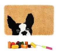 ROCKY&CHAO Bulldog Latch Hook Rug Kit 60x40CM, DIY Rug Making Kit for Adults Kids, Carpet Making Cozy Home Decor Craft Gift, Cross Stitch Embroidery Kit Easy Fun Craft Project