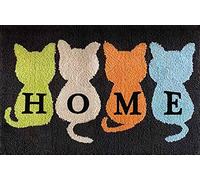 ROCKY&CHAO Cats Latch Hook Rug Kits 60x40CM, Home is Where The Cats are, DIY Rug Making Needlework Craft Kit with Yarn & Canvas and Crochet Needle for Home Decor, Relaxing Art Project
