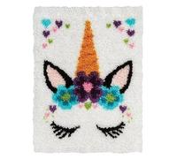 ROCKY&CHAO Floral Unicorn Latch Hook Kit for Adults & Kids 50x38cm, Complete DIY Rug Making Craft Kits with Yarn & Canvas and Crochet Needle, Adult Craft Kits for Women, Relaxing Home Art Project