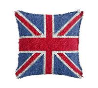 ROCKY&CHAO Latch Hook Kit British Flag 43x43cm Latch Hook Pillow Case Kits DIY Latch Hook Cushion Kits Cross Stitch Embroidery Kits Latch Hook Pillow Cover Kits Home Decor