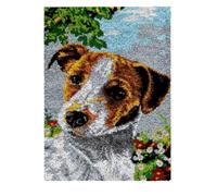 ROCKY&CHAO Latch Hook Kit for Adults & Kids Complete DIY Rug Making Craft Kits with Yarn & Canvas and Crochet Needle, Adult Craft Kits for Women, Relaxing Home Art Project - Beagle Dog 50x38cm