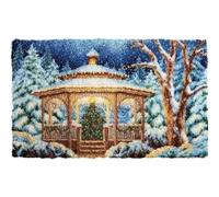 ROCKY&CHAO Latch Hook Kit for Adults & Kids Complete DIY Rug Making Craft Kits with Yarn & Canvas and Crochet Needle, Adult Craft Kits for Women, Relaxing Home Art Project - Snow Pavilion 50x38cm