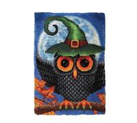 ROCKY&CHAO Latch Hook Kit for Adults & Kids Complete DIY Rug Making Craft Kits with Yarn & Canvas and Crochet Needle, Adult Craft Kits for Women, Relaxing Home Art Project - Magic Owl 50x38CM