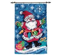 ROCKY&CHAO Latch Hook Kit for Adults & Kids Complete DIY Rug Making Craft Kits with Yarn & Canvas and Crochet Needle, Adult Craft Kits for Women, Relaxing Home Art Project - Santa Claus 60x40cm
