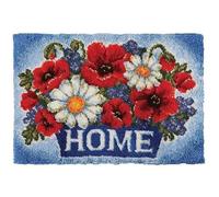 ROCKY&CHAO Latch Hook Kit for Adults & Kids Complete DIY Rug Making Craft Kits with Yarn & Canvas and Crochet Needle, Adult Craft Kits for Women, Relaxing Home Art Project - Flower Basket 50x38cm