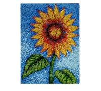 ROCKY&CHAO Latch Hook Kit for Adults & Kids Complete DIY Rug Making Craft Kits with Yarn & Canvas and Crochet Needle, Adult Craft Kits for Women, Relaxing Home Art Project - Sunflower 50x38cm