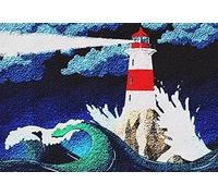 ROCKY&CHAO Latch Hook Kit for Adults & Kids Complete DIY Rug Making Craft Kits with Yarn & Canvas and Crochet Needle, Adult Craft Kits for Women, Relaxing Home Art Project - Night Lighthouse 50x38cm