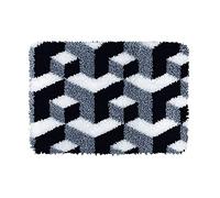 ROCKY&CHAO Latch Hook Kit for Adults & Kids - Geometry Pattern 50x38cm, Complete DIY Rug Making Craft Kits with Yarn & Canvas and Crochet Needle, Adult Craft Kits for Women, Relaxing Home Art Project
