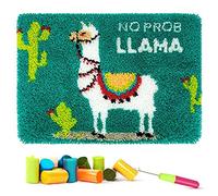 ROCKY&CHAO Latch Hook Kit for Adults & Kids- Llama Pattern 62x40CM, Complete DIY Rug Making Craft Kits with Yarn & Canvas and Crochet Needle, Adult Craft Kits for Women, Relaxing Home Art Project