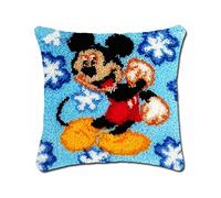 ROCKY&CHAO Latch Hook Kit Mickey 43X43CM Latch Hook Pillow Case Kits, DIY Latch Hook Cushion Kits Cross Stitch Embroidery Kits Latch Hook Pillow Cover Kits Home Decor