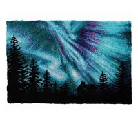 ROCKY&CHAO Latch Hook Kits Aurora Borealis 50x38CM DIY Latch Hook Rug Kit Home Carpet Rug Making Kit, Cross Stitch Embroidery Kits Needlework Crafts Rug for Home Decor