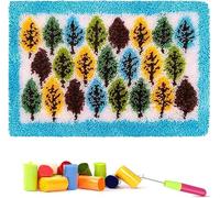 ROCKY&CHAO Latch Hook Kits for Adults, Fir Tree 20x15Inch, DIY Latch Hook Fir Tree Rug Kit 50x38cm, Home Carpet Rug Making Kit, Cross Stitch Embroidery Kits Needlework Crafts Rug for Home Decor