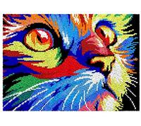 ROCKY&CHAO Latch Hook Kits for Adults Kids Cat 50x38CM DIY Latch Hook Rug Kit, Home Carpet Rug Making Kit, Cross Stitch Embroidery Kits Needlework Crafts Rug for Home Decor