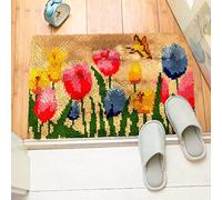 ROCKY&CHAO Latch Hook Kits for Adults Kids Welcome Bloom Pattern 60x40cm, DIY Latch Hook Rug Kit Home Carpet Rug Making Kit, Cross Stitch Embroidery Kits Tapestry Kits for Home Decoration