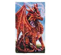 ROCKY&CHAO Latch Hook Kits for Adults, Latch Hook Rug Kit, Cross Stitch Rug Making Kit, Carpet Making Crochet Kits Embroidery Kits Needlework Crafts for Home Decor, 50X38CM, Fire-Breathing Dragon
