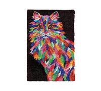 ROCKY&CHAO Latch Hook Kits for Kids and Adults, DIY Latch Hook Rug Kit, Cross Stitch Rug Making Kit, Carpet Making Crochet Kits Embroidery Kits Needlework Crafts for Home Decor, 50X38CM, Cat