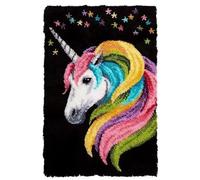 ROCKY&CHAO Latch Hook Kits for Kids and Adults, DIY Latch Hook Rug Kit, Cross Stitch Rug Making Kit, Carpet Making Crochet Kits Embroidery Kits Needlework Crafts for Home Decor, 50X38CM, Unicorn A001