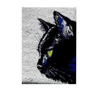 ROCKY&CHAO Latch Hook Kits for Kids and Adults, DIY Latch Hook Rug Kit, Cross Stitch Rug Making Kit, Carpet Making Crochet Kits Embroidery Kits Needlework Crafts for Home Decor, 50X38CM, Black cat