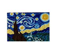 ROCKY&CHAO Latch Hook Kits for Kids and Adults, DIY Latch Hook Rug Kit, Cross Stitch Rug Making Kit, Carpet Making Crochet Kits Embroidery Kits Needlework Crafts for Home Decor, 50X38CM, Starry Sky