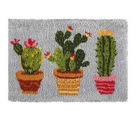 ROCKY&CHAO Latch Hook Rug Kit, DIY Cats Rug Making Kit for Adults Kids, Cactus Rug Making Kits, Cross Stitch Kit Carpet Making Cushion Needlework for Beginners, Home Decor, Cactus 50x38 cm