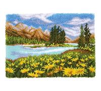ROCKY&CHAO Latch Hook Rug Kit, DIY Rug Making Kit for Adults Kids, Countryside Rug Making Kits, Cross Stitch Kit Carpet Making Cushion Needlework for Beginners, Home Decor, Countryside 60x42 cm