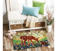 ROCKY&CHAO Latch Hook Rug Kit, DIY Rug Making Kit for Adults Kids, Sika Deer Rug Making Kits, Cross Stitch Kit Carpet Making Cushion Needlework for Beginners, Home Decor, Sika Deer 50x38 cm