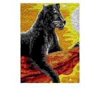ROCKY&CHAO Myriad Choices DIY Latch Hook Rug Kit for Kids & Adults - Cross Stitch Carpet Making Crochet Embroidery Needlework Crafts - Home Decor Project - 50X38CM - Black Cheetah