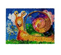 ROCKY&CHAO Myriad Choices Latch Hook Kits, DIY Latch Hook Rug Kit, Cross Stitch Rug Making Kit, Carpet Making Crochet Kits Embroidery Kits Needlework Crafts for Home Decor, 50X38CM, Snail