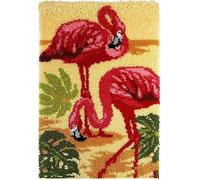 ROCKY&CHAO Myriad Choices Latch Hook Kits for Adults 20x15IN, DIY Latch Hook Rug Kit, Home Carpet Rug Making Kit, Cross Stitch Embroidery Kits Needlework Crafts Rug for Home Decor, Flamingos 50x38cm