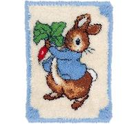 ROCKY&CHAO Myriad Choices Latch Hook Rug Kit Rabbit 50x38 cm, DIY Latch Hook Rug Making Kit for Adults Kids Embroidery Kits Cross Stitch Kit Carpet Making Kit Needlework DIY Craft Kits for Home Decor
