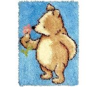 ROCKY&CHAO Myriad Choices Latch Hook Rug Kits Bear Carpet Embroidery Latch Hook Rug Needlework DIY Rugs Hook Making Kits, 60x40cm