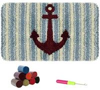 ROCKY&CHAO Myriad Choices Latch Hook Rug Kits DIY Craft Carpet Rug Making Cushion Crochet Kits for Home Decor, Boat Anchor, 62 X 40 cm