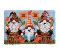 ROCKY&CHAO Myriad Choices Latch Hook Rug Kits, DIY Latch Hook Rug, Carpet Making Cushion, Crochet Kits Embroidery Kits Needlework Crafts for Home Decor,Gnomes and Flowers, 50x38cm