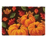 ROCKY&CHAO Myriad Choices Latch Hook Rug Kits, DIY Latch Hook Rug, Carpet Making Cushion, Crochet Kits Embroidery Kits Needlework Crafts for Home Decor, Pumpkin