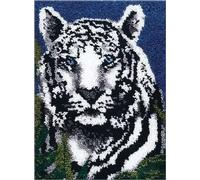 ROCKY&CHAO Myriad Choices Latch Hook Rug Kits, DIY Latch Hook Rug, Carpet Making Cushion, Crochet Kits Embroidery Kits Needlework Crafts for Home Decor, White Tiger