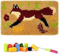 ROCKY&CHAO Myriad Choices Latch Hook Rug Kits for Kids Adults DIY Craft Cushion Crochet Carpet Rug Making Kits Embroidery Cross Stitch Hook Kits with Gift Box 20X15 inches (Fox)