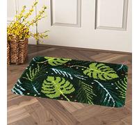 ROCKY&CHAO Myriad Choices Latch Hook Rug Kits Leaf Pattern Carpet Embroidery Latch Hook Rug Needlework DIY Rugs Hook Point Cactus, 20x15 Inches