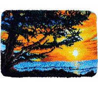 ROCKY&CHAO Myriad Choices Latch Hook Rug Kits, Rug Making Kits, DIY Crochet Kits Embroidery Kits Needlework Crafts for Home Decor, Latch Hook Kits for Beginners Kids Adults, 60 X 40 cm, Sunset