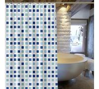 Rocky Green 180x180cm Waterproof & Mouldproof Shower Curtain - Thickened Machine Washable Bathroom Curtain, Shower Partition Curtain (Multi-Pattern Available) (Little blue squares,180 * 180CM)